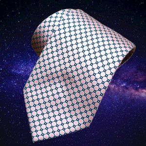 BRIONI Navy Blue Pink Geometric Diamonds Italy Woven Silk Neck Tie Gift $450